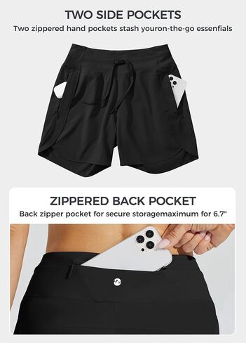 Willit Women's Athletic Running Shorts 5" Quick Dry Workout Hiking High Waisted Active Gym Exercise Zipper Pocket in Saudi Arabia