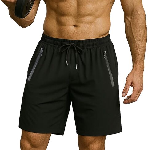 Mens Running Shorts 7 Inch Athletic Backetball Shorts for Summer 2025 with Zipper Pockets in Saudi Arabia