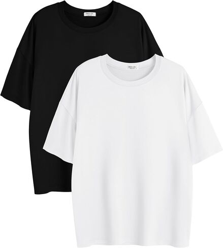 Ekouaer 2 Pack Tops Tops Short Servize Tirts Summer Spring Tops 2025 Basic Disual Top S-XXL in Kuwait