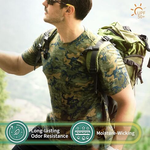 Merino Protect 100 ٪ Merino Wool T chirts for Men Resistance Base Base Base Thirt T-Shirt t-shirt super in Kuwait