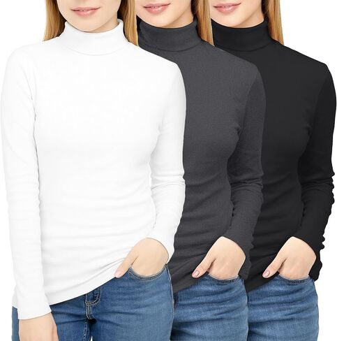 NY Threads 3 Pack Womens Turtleneck قميص طويل الأكمام in Kuwait