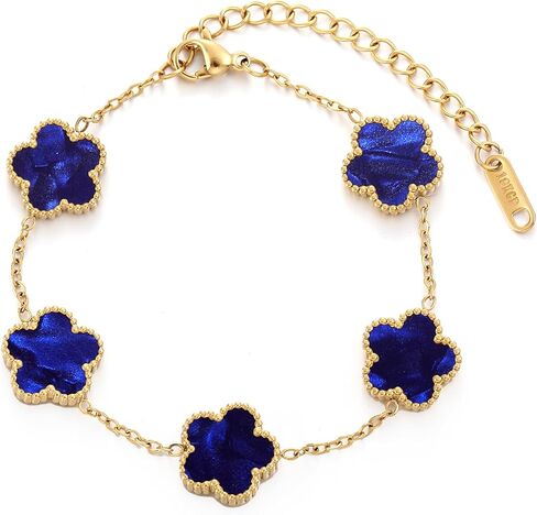 TICVSS Four Leaf Clover Bracelet for Women 18K Gold Plated Stainless Steel Lucky 4 Leaf Gold Link Bracelet Jewelry Gift for Women in Saudi Arabia