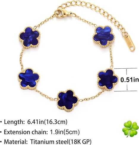 TICVSS Four Leaf Clover Bracelet for Women 18K Gold Plated Stainless Steel Lucky 4 Leaf Gold Link Bracelet Jewelry Gift for Women in Saudi Arabia