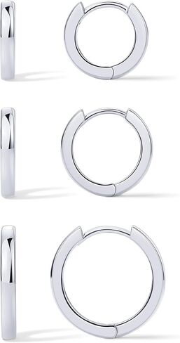 PAVOI 18K Gold Plated 925 Sterling Silver Posts 3 Pairs Hoop Earrings Set for Women | Huggie Earring Pack in Kuwait
