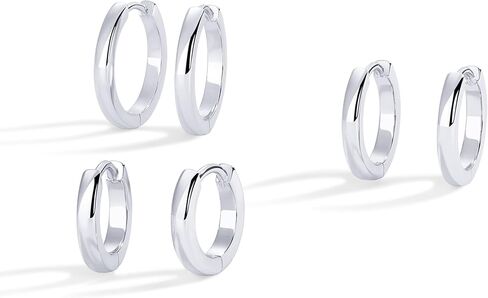 PAVOI 18K Gold Plated 925 Sterling Silver Posts 3 Pairs Hoop Earrings Set for Women | Huggie Earring Pack in Kuwait