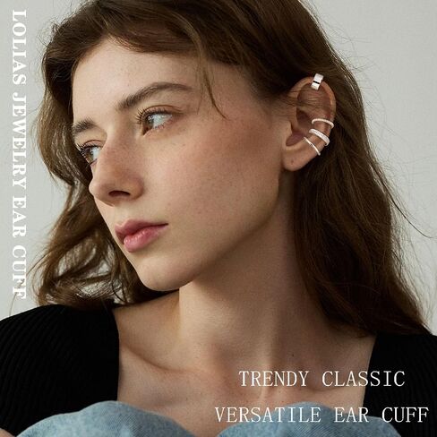 LOLIAS 𝐄𝐚𝐫 𝐂𝐮𝐟𝐟 𝐄𝐚𝐫𝐫𝐢𝐧𝐠𝐬 for Women Non Piercing Gold Ear Cuffs 𝟏𝟒𝐊 𝐆𝐨𝐥𝐝 𝐏𝐥𝐚𝐭𝐞𝐝 Ear Cuff for Non Pierced Ears Clip on Cartilage Earring 𝐅𝐚𝐤𝐞 𝐄𝐚𝐫𝐫𝐢𝐧𝐠𝐬 Lightweight in Kuwait