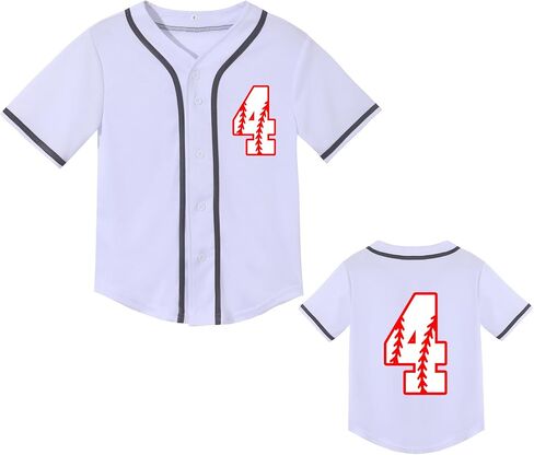 Toddler Baseball Jersey Baby Boys 3rd Birthday Shirt Girls 4th Birthday V-Neck Short Sleeve Party Tees in Saudi Arabia