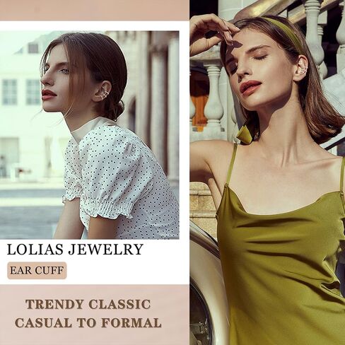 LOLIAS 𝐄𝐚𝐫 𝐂𝐮𝐟𝐟 𝐄𝐚𝐫𝐫𝐢𝐧𝐠𝐬 for Women Non Piercing Gold Ear Cuffs 𝟏𝟒𝐊 𝐆𝐨𝐥𝐝 𝐏𝐥𝐚𝐭𝐞𝐝 Ear Cuff for Non Pierced Ears Clip on Cartilage Earring 𝐅𝐚𝐤𝐞 𝐄𝐚𝐫𝐫𝐢𝐧𝐠𝐬 Lightweight in Kuwait