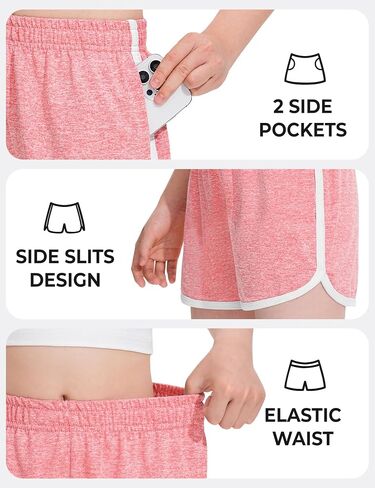 BOOPH 4 Packs Girls Shorts Quick Dry Kids Athletic Soccer Running Dolphin Shorts with Pockets in Saudi Arabia