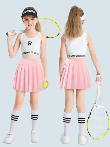 Girls Tennis Skirt Athletic Plate Skort A-Line Kids Golf Skirt مع الجيوب الرياضية السراويل للتشجيع in Kuwait