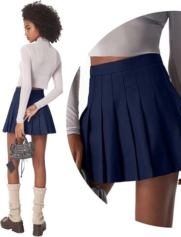 Pleated Mini Skirt High Waisted Tennis Skirts Skorts for Women Girls School Uniform Dress Cheer Skirt with Shorts,2T-4XL in Saudi Arabia