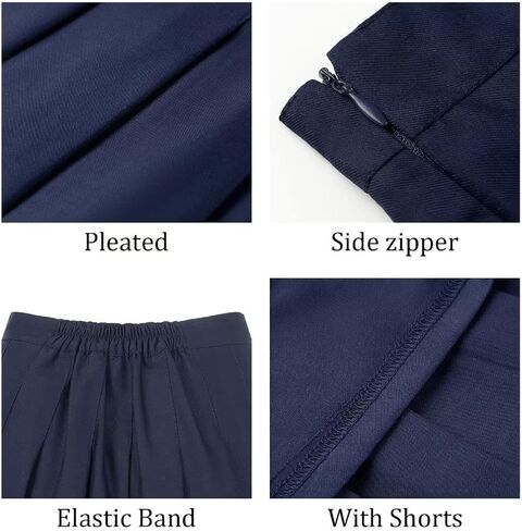 Pleated Mini Skirt High Waisted Tennis Skirts Skorts for Women Girls School Uniform Dress Cheer Skirt with Shorts,2T-4XL in Saudi Arabia