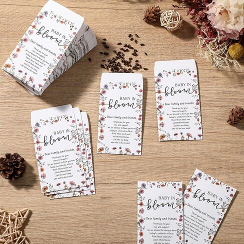 FUMETE 50 PCS حزمة بذور استحمام الطفل الرباعي الملاذات Kraft بذور الأجزاء الصغيرة حزم تخزين Mini Kraft حزم الورق الرجعية لحفلة استحمام الطفل in Kuwait