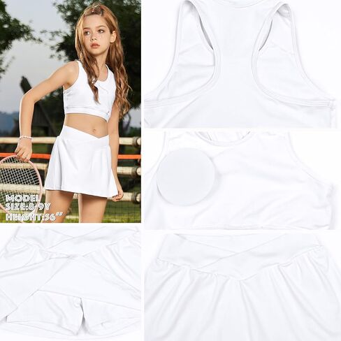 Perfashion Tennis Skirt Set for Girls 2 Piece Outfits Tank Top and Skort Golf Athletic Workout Sets 4-13Y in Saudi Arabia