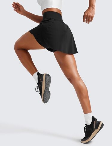 CRZ YOGA High Waisted Side Slit Tennis Skirts for Women - Mini Lined A Line Running Athletic Skort with Inner Pockets in Kuwait