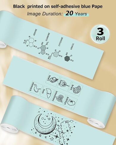 Sticker Paper Compatible with T02 M02X M02L Color Adhesive Thermal Paper for Study Notes, Photo, Journey Keep for 5 Years Black on Pink Sticky Paper, 53mm x6.5m, 3 Rolls in Kuwait