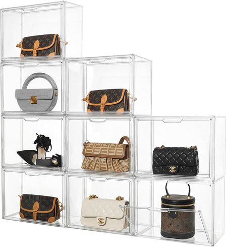Attelite Purse Organizer for Closet, 5 Pack X-Large Handbags Storage Organizer,Stackable Storage Bins for Collectibles, Cosmetic,Heels in Kuwait