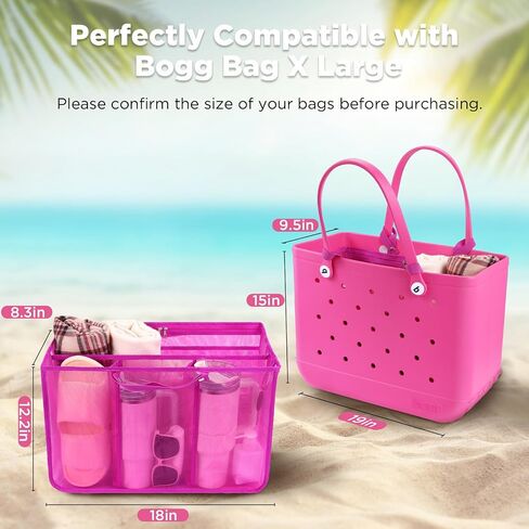 OUTXE Beach Bag Organizer Compatible with X Large Bogg Bag Accessories Inserts, Lightweight Mesh Insert Divider Pouch for Original XL Bogg Bags, Beach Tote Bags Insert for Organizing in Saudi Arabia