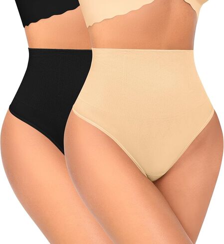 Sarin Mathews Tummy Control Thong Shapewear for Women High Waisted Shaping Underwear Seamless Cotton Body Shaper Panties in Kuwait