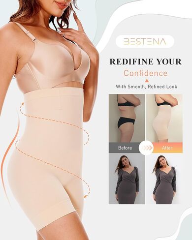 BESTENA Shapewear Shorts,High Waisted Shapewear for Women Tummy Control,Seamless Body Shaper Shorts Thigh Slimmer in Saudi Arabia
