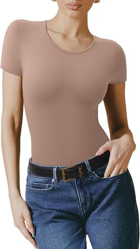 REORIA مزدوج المبطنة bodysuits قصيرة الأكمام الدعاوى الجسدية دعاوى ملابس الصيف العصرية للنساء 2025 in Kuwait