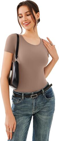 REORIA مزدوج المبطنة bodysuits قصيرة الأكمام الدعاوى الجسدية دعاوى ملابس الصيف العصرية للنساء 2025 in Kuwait