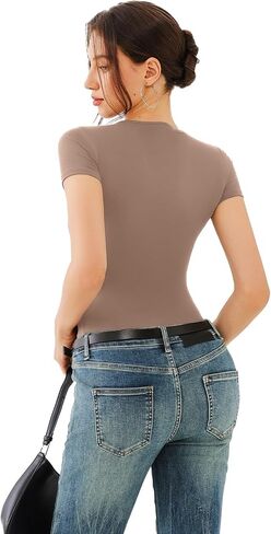 REORIA مزدوج المبطنة bodysuits قصيرة الأكمام الدعاوى الجسدية دعاوى ملابس الصيف العصرية للنساء 2025 in Kuwait