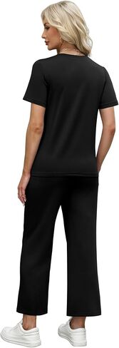 WIHOLL 2 Piece Sets for Women Summer Lounge Set Wide Leg Pants Matching Set Vacation Travel Outfits Beach Clothing in Kuwait