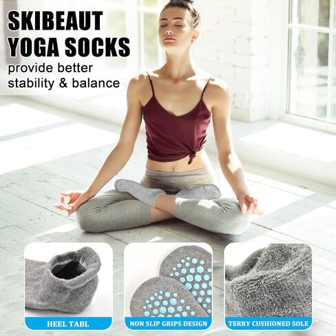 Skibeaut 6 أزواج غير قسيمة للرجال جوارب جوارب للجنسين بيلاتيس رجل السيطرة على جوارب وسادة لليوغا بار المنزل والمستشفى in Kuwait