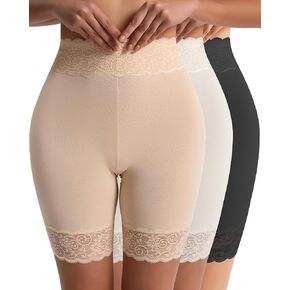 شورتات انزلاق للسيدات للفساتين تحت فستان تبريد الملابس الداخلية عالية الخصر ، شورتات دانتيل سلسة تحت التنانير in Kuwait