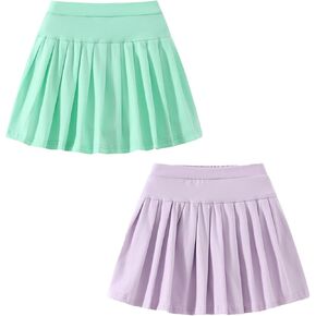 2 حزمة الفتيات تنانير المطوية الرياضية التنس الرياضي MINI تنورة مرنة الخصر النشط النشط Skort 4-12y