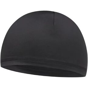 Soft Cotton Skull Caps for Men and Women, Sweat Wicking Skull Caps, Beanie Hats Helmet Liner for Riding Running Black