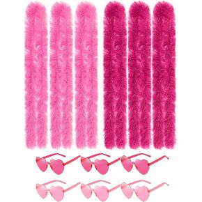 Fluffy Feather Feather Boas 6pcs مع Heart Grasses Party Favors لعيد ميلاد الزفاف