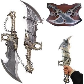 Kratos Chaos Blade Cosplay Sword ， سيف سلسلة معدنية حقيقية ، مجموعة واحدة من اثنين من الأشرار من الفوضى مع مجموعة ألعاب الحرب ، 1: 1 الدعائم المتماثلة لجمع Cosplay والهدية