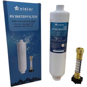 RV Water Filter & Hose Protector ، مرشح المياه المضمّن يقلل من الذوق السيئ ، الرائحة ، الكلور والرواسب ، مثالية ل RVS ، المعسكر ، مقطورات السفر ، القوارب ، الشركة الأمريكية المملوكة