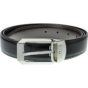 Montblanc Belt Classic Line مستطيلة مشبك لامع عكسي أسود/بني 116579 ، 47