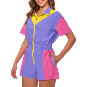 UOUA 80S Outfit Women 90s Phemsuit Costume One Point Track Suit Party Retro Clothing