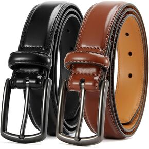 CHAOREN Mens Belts Leather 2 Pack - 1 1/4" Dress Belts for Men Golf Casual Jeans
