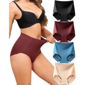 LEVAO Women Tummy Control Underwear, High Waisted Seamless Panties No Show Postpartum Briefs 4 Pack S-XXL