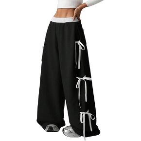 Verdusa Girl's Coquette Bow Wide Leg Legist Perctic Pantic Bantics مع جيوب
