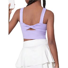 Wdirara Girl's Twist Back Sports Bras Tank Tank Top Top Procleout Top Top Top Toper