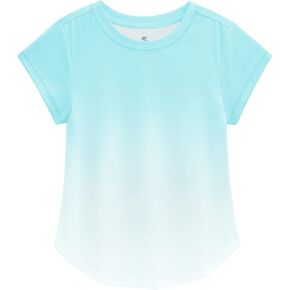 Stelle Girls Athletic قمصان رياضية T-Shirt T-Shirt Crew Neck Summer Circular Bottom Basic Tee Tops for Kids Teen 5-15 Years