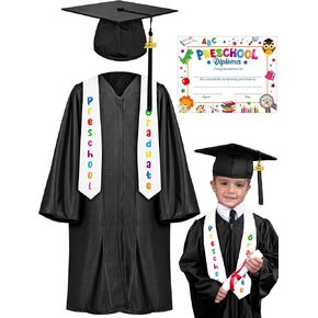 QZYL Preschool Graduation Cap and Gown Set, Unisex Kindergarten Graduation Outfit with Stole 2025 Tassel and Certificate