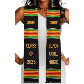 Black Girl Magic Graduation Stole 2025 | Kente Stole Class of 2025 | Kente Graduation Stole 2025 | Authentic African Art