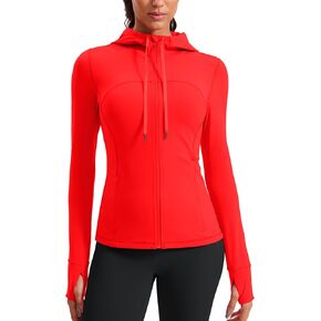 CRZ YOGA Butterluxe Womens Hooded Workout Jacket Athletic Running Zip Up with Back Mesh Vent and Thumb Holes