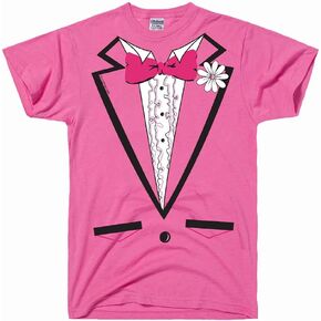 Thirt Thirt Thirt Dirtyragz Men's Pink Tuxedo - قميص مضحك الرسومات Tee Tux Tux Tirm مع Tees Tie Bow Vintage للرجال