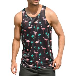 idgreatim mens beach Tank Tops Graphic Shirt Quick Dry Sircleress for Beach Workout S-XXL