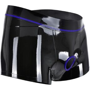 شورت ABWL LATEX BOXER للرجال ، ملابس داخلية اللاتكس مع ثقب الديك ، سراويل مطاطية طبيعية Cosplay Clubwear