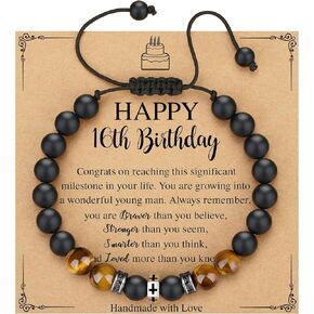 TONY & SANDY 10-21st Birthday Gifts for Boy, Faith Adjustable Cross Bracelet, 10 13 16 18 21 Year Old Birthday Gifts for Him Men Son Grandson Nephew