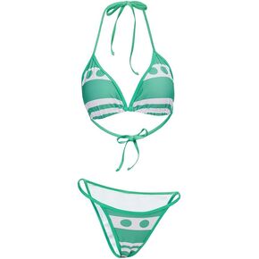 iSHOWcos Nami Cosplay Costume Sexy Green Swimsuit Nami Bikini Two-Piece Set Swimwear Women Girls Bathing Suit